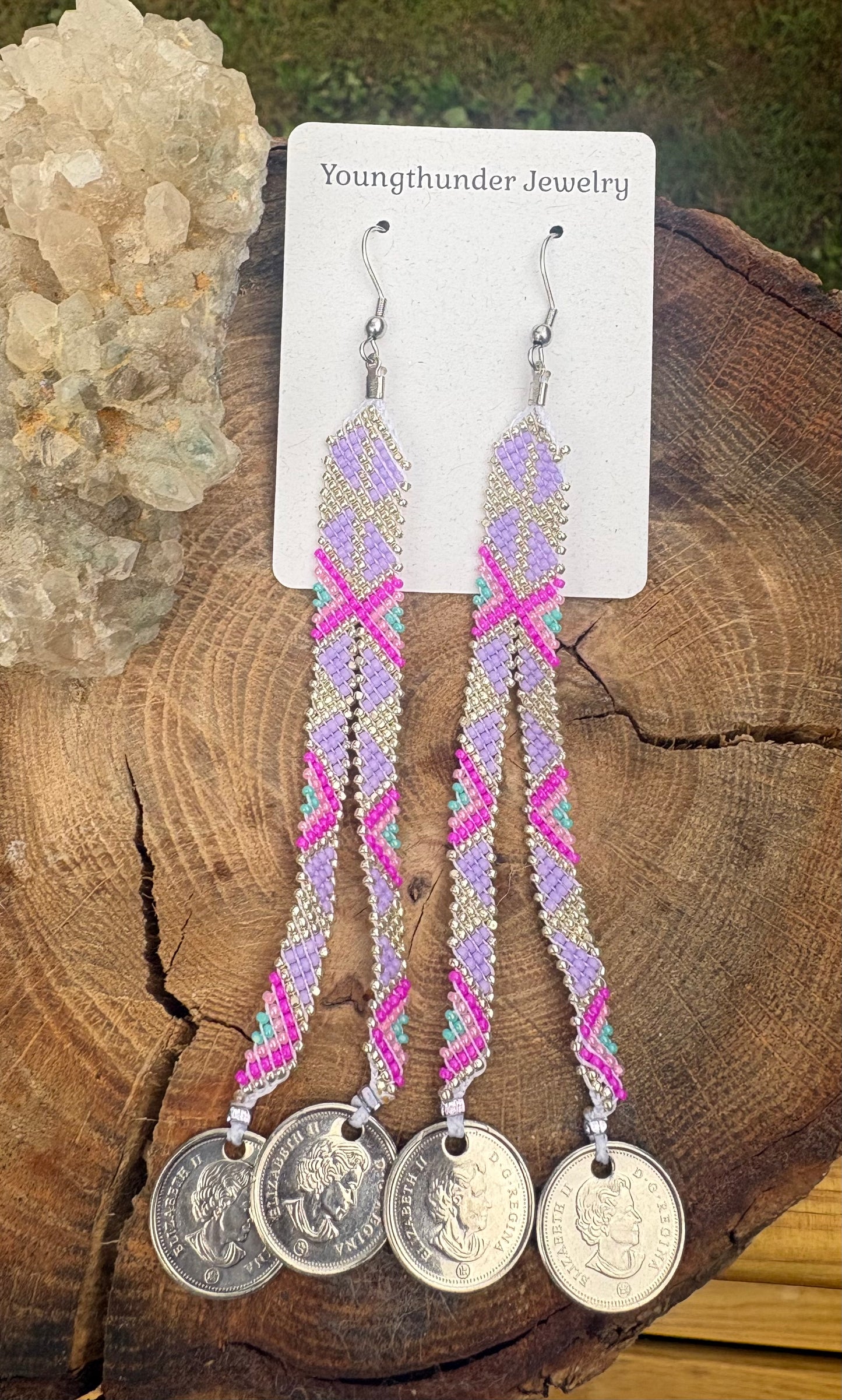 Silver and Paaxge Earrings