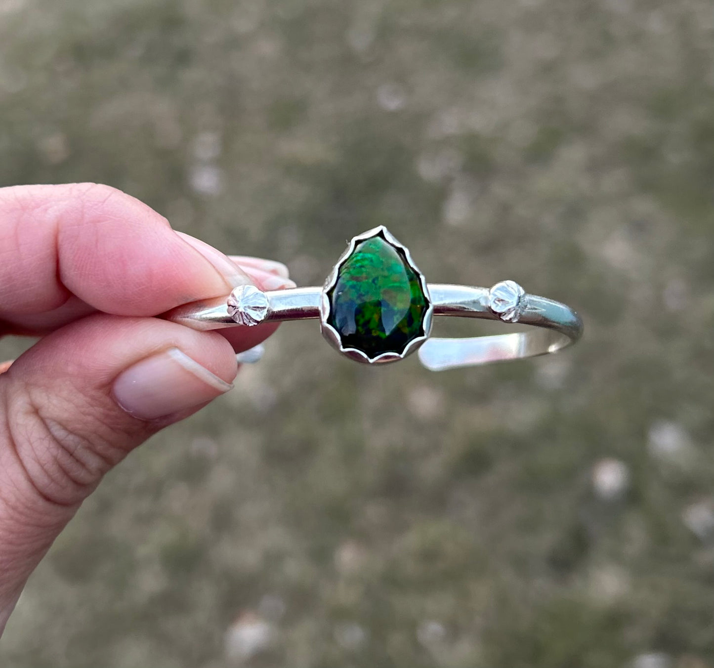 Aura Opal and Silver Bracelet (sm/med)
