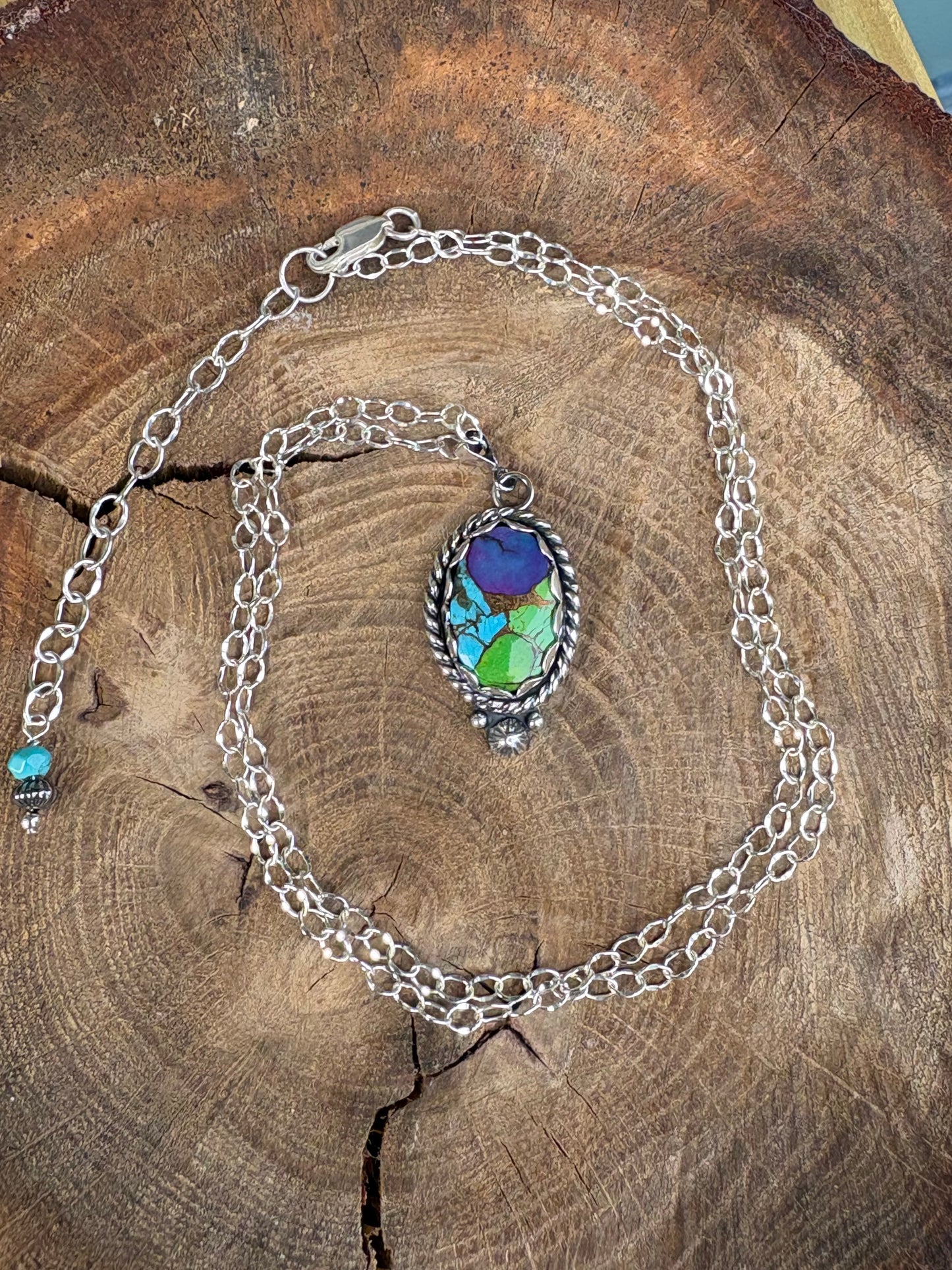 Purple and Green Mojave Turquoise necklace