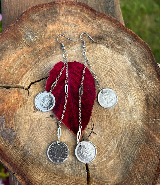 Canadian Dime earrings (2 strands)