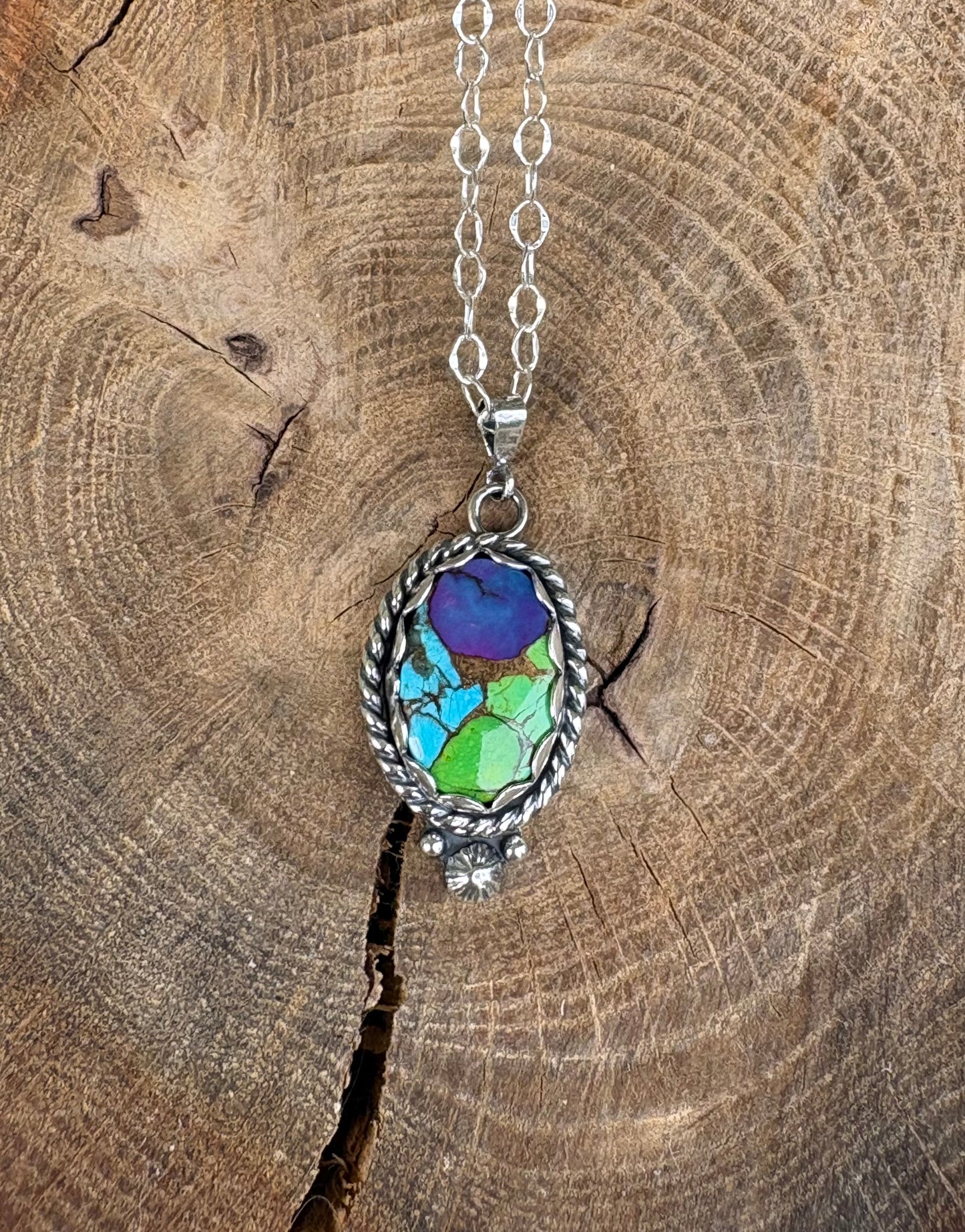 Purple and Green Mojave Turquoise necklace