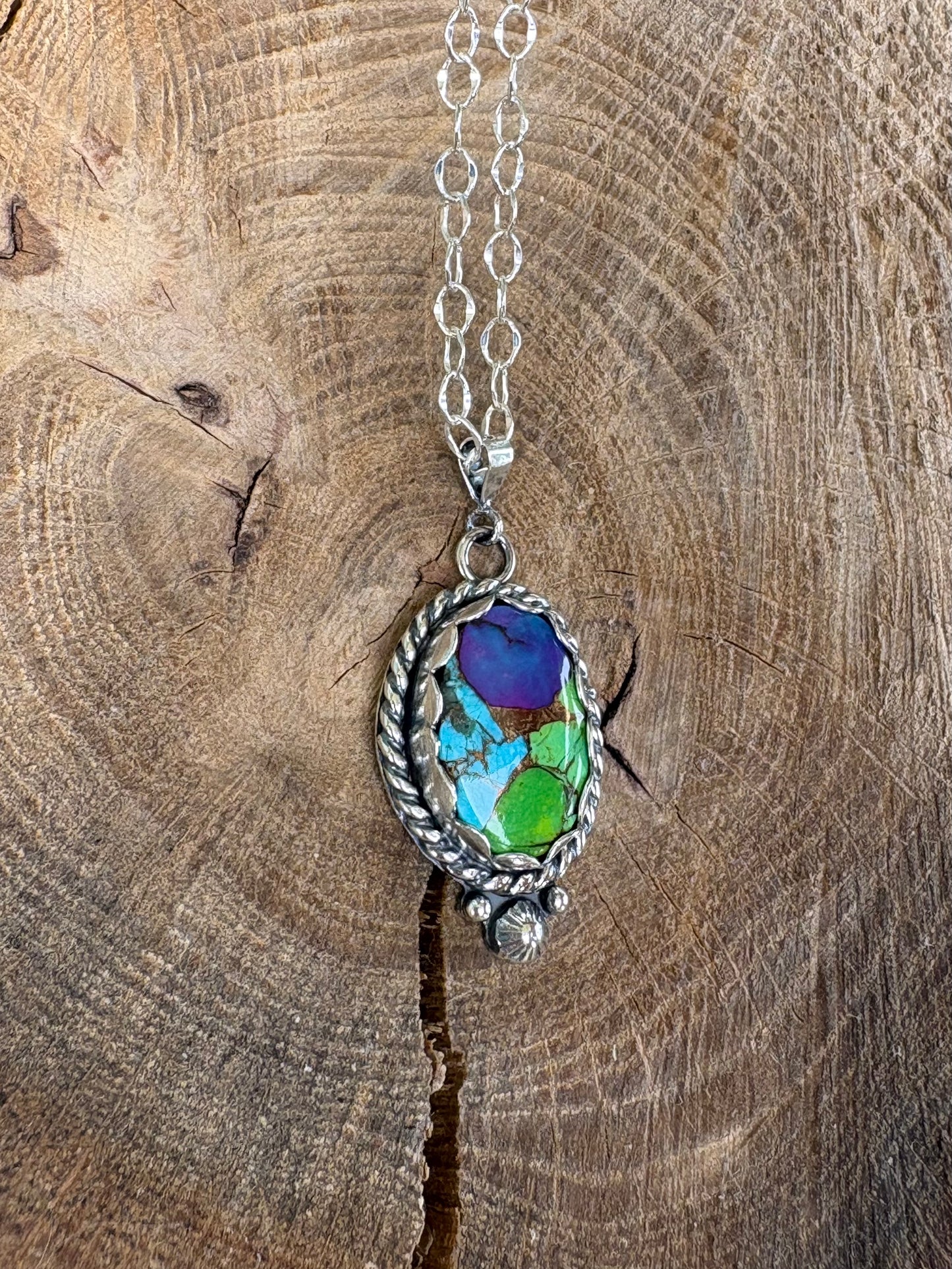 Purple and Green Mojave Turquoise necklace