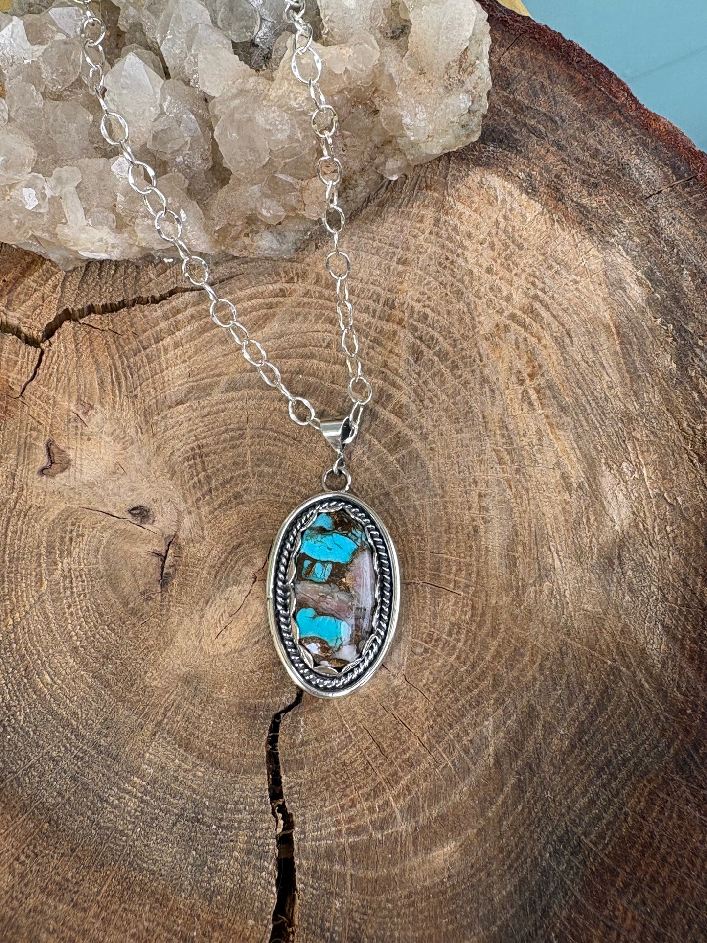 Pink Peruvian Opal and Turquoise Necklace