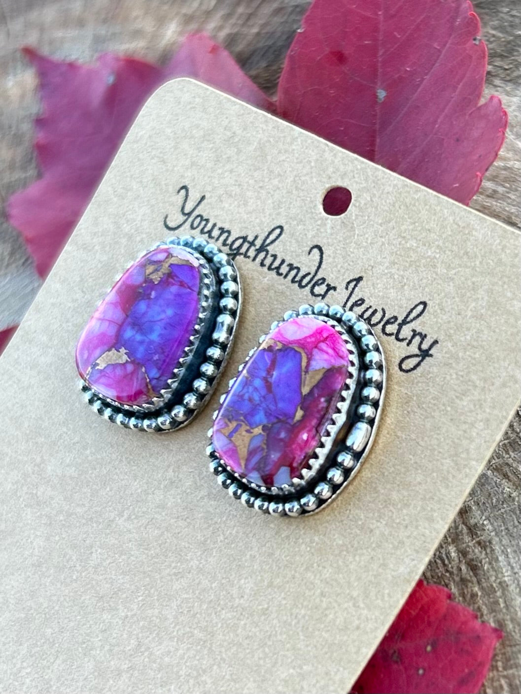 Purple Mojave and Peruvian Opal Stud Earrings