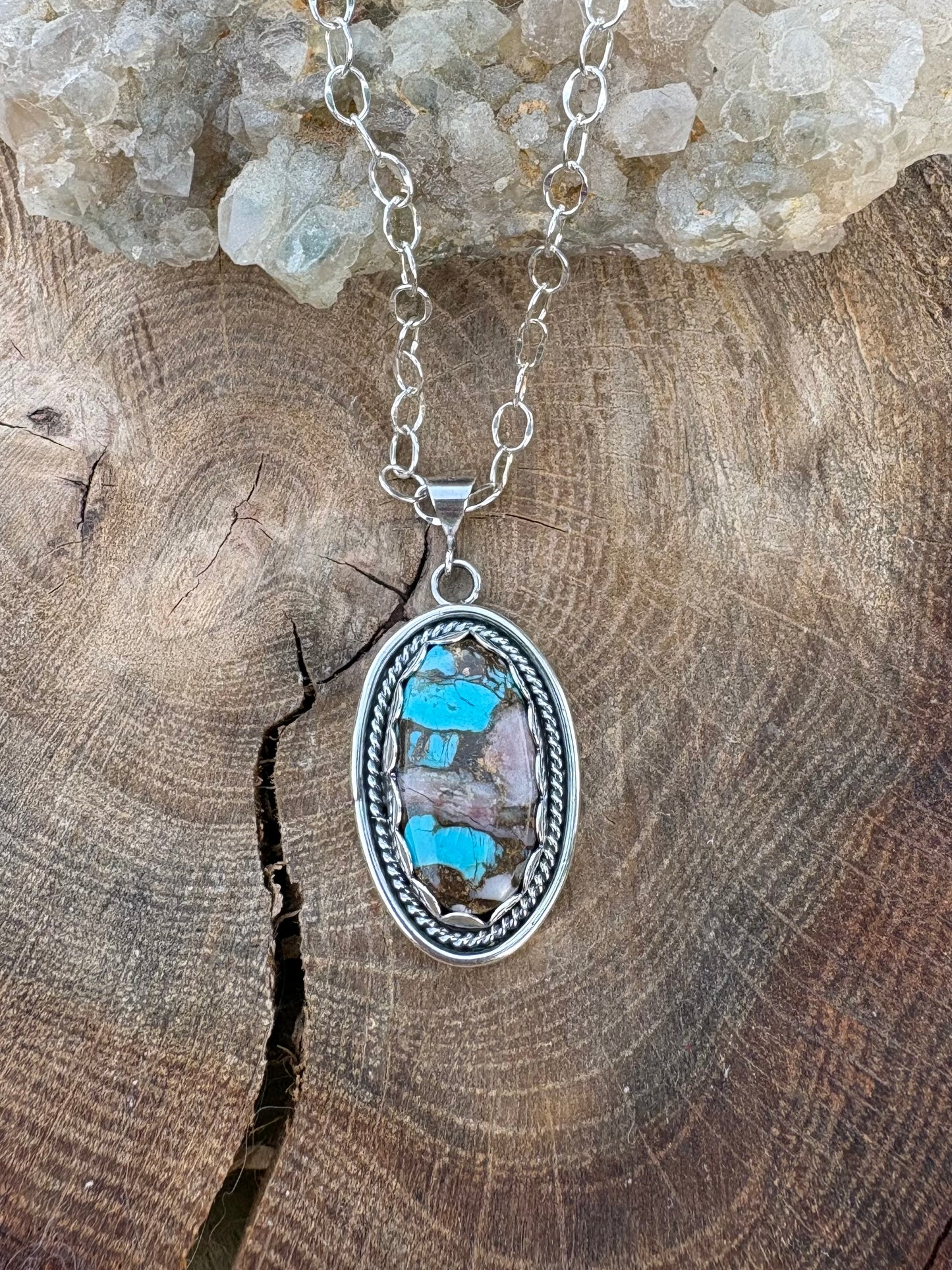 Pink Peruvian Opal and Turquoise Necklace