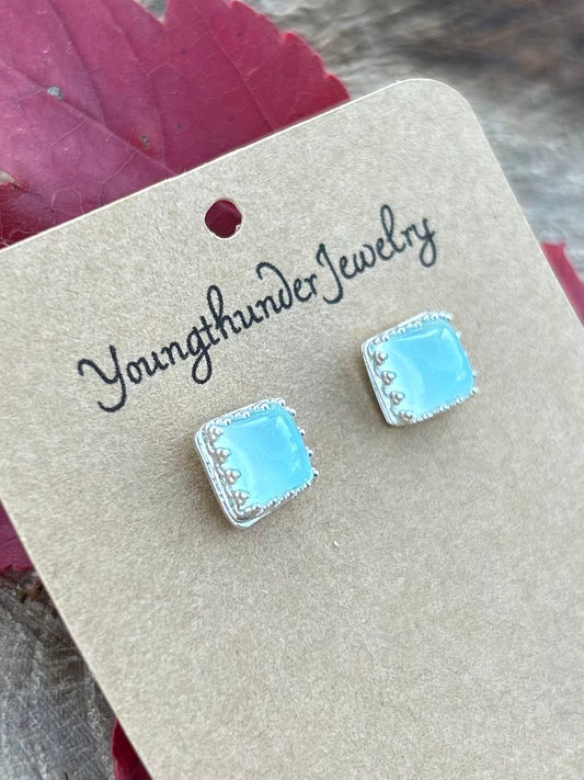 Blue Chalcedony Stud Earrings