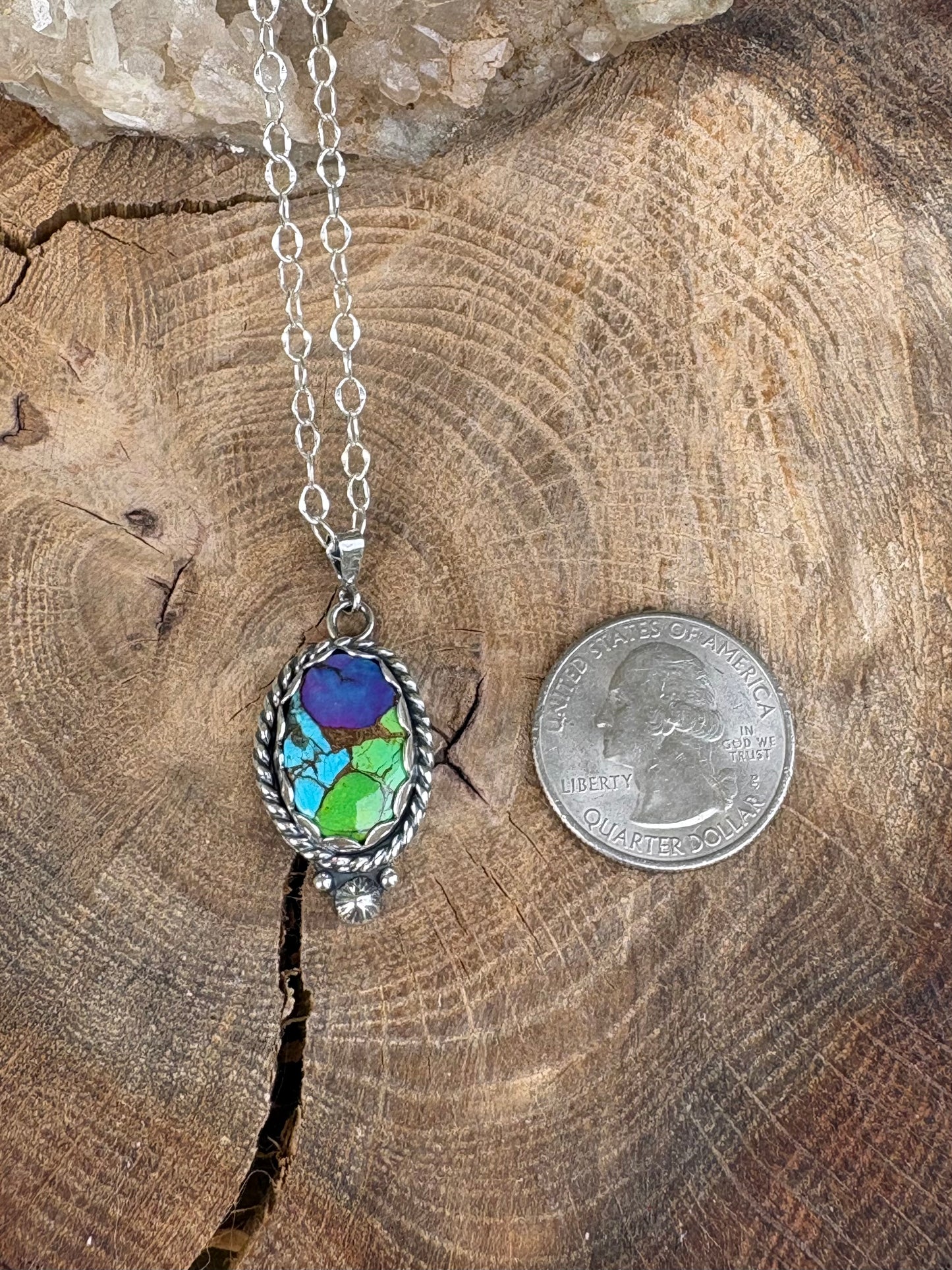 Purple and Green Mojave Turquoise necklace