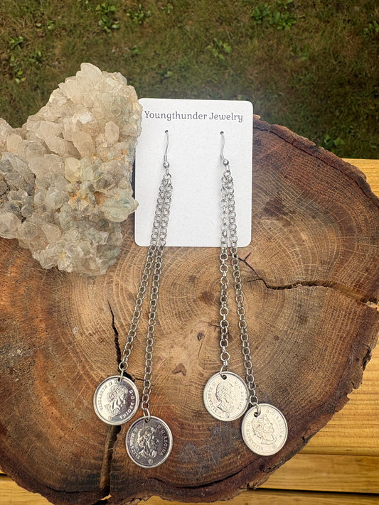 Double Strand Coin Earrings