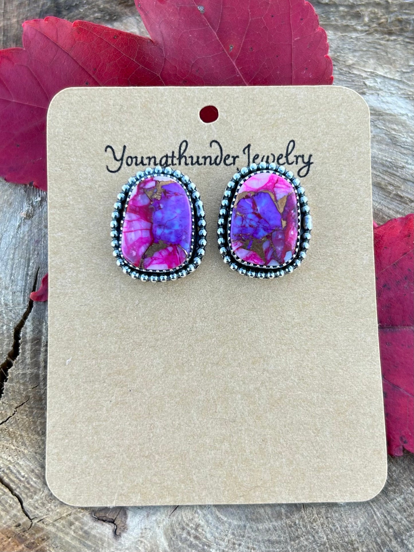 Purple Mojave and Peruvian Opal Stud Earrings