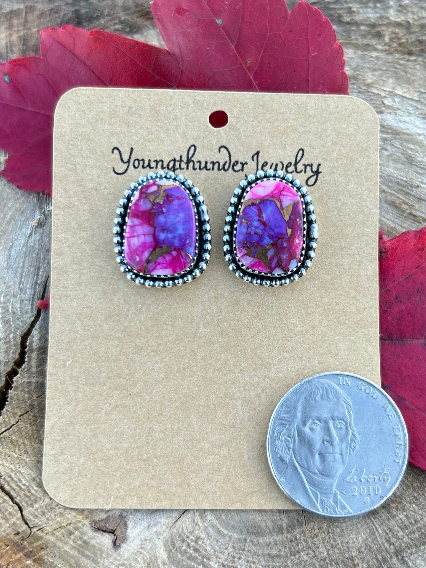 Purple Mojave and Peruvian Opal Stud Earrings