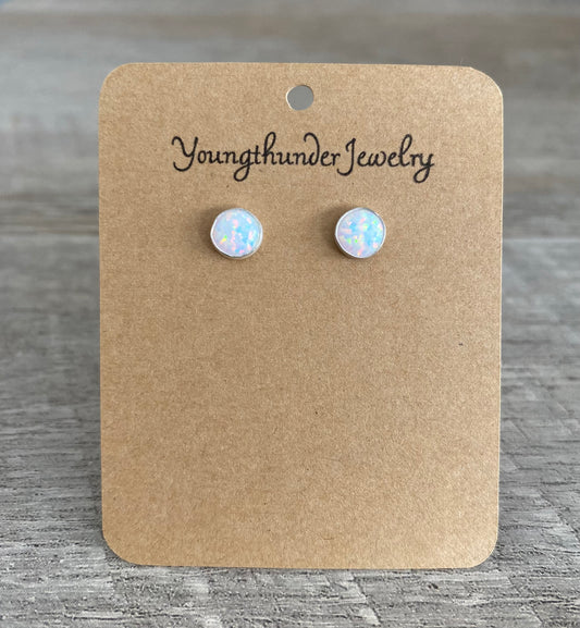 White Opal Studs